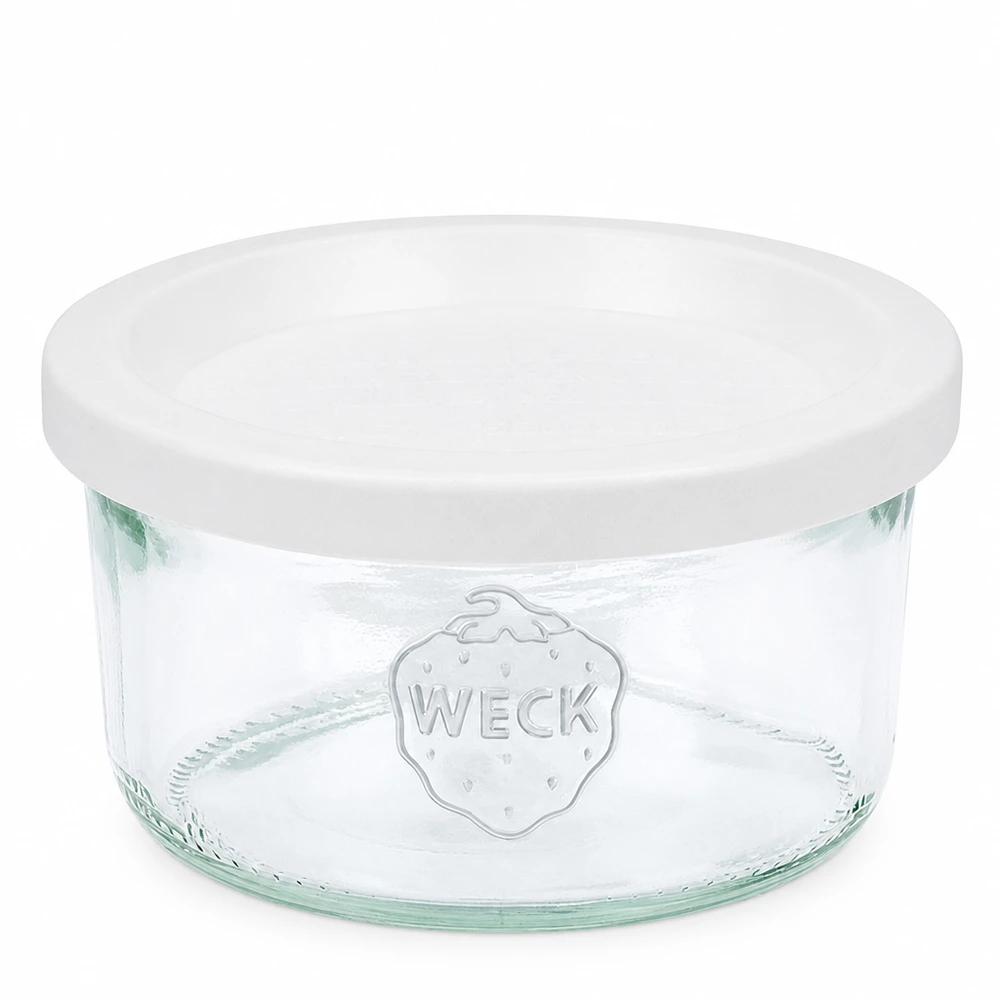 WECK Tarro de cristal de 165 ml con tapa blanca RR80 Tarro de cristal transparente para conservas