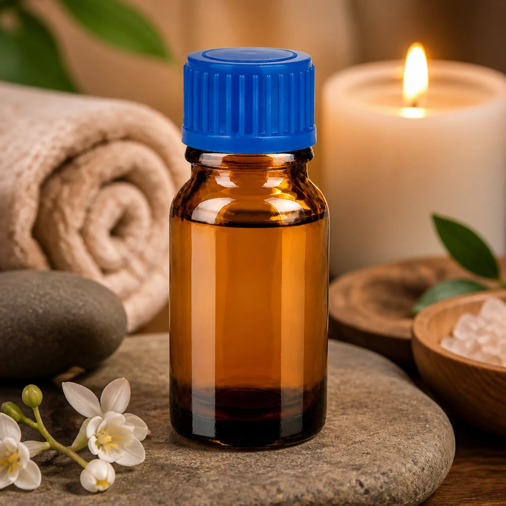 Frasco de vidrio de 10 ml de alta calidad con protección UV y práctico tapón azul para farmacia