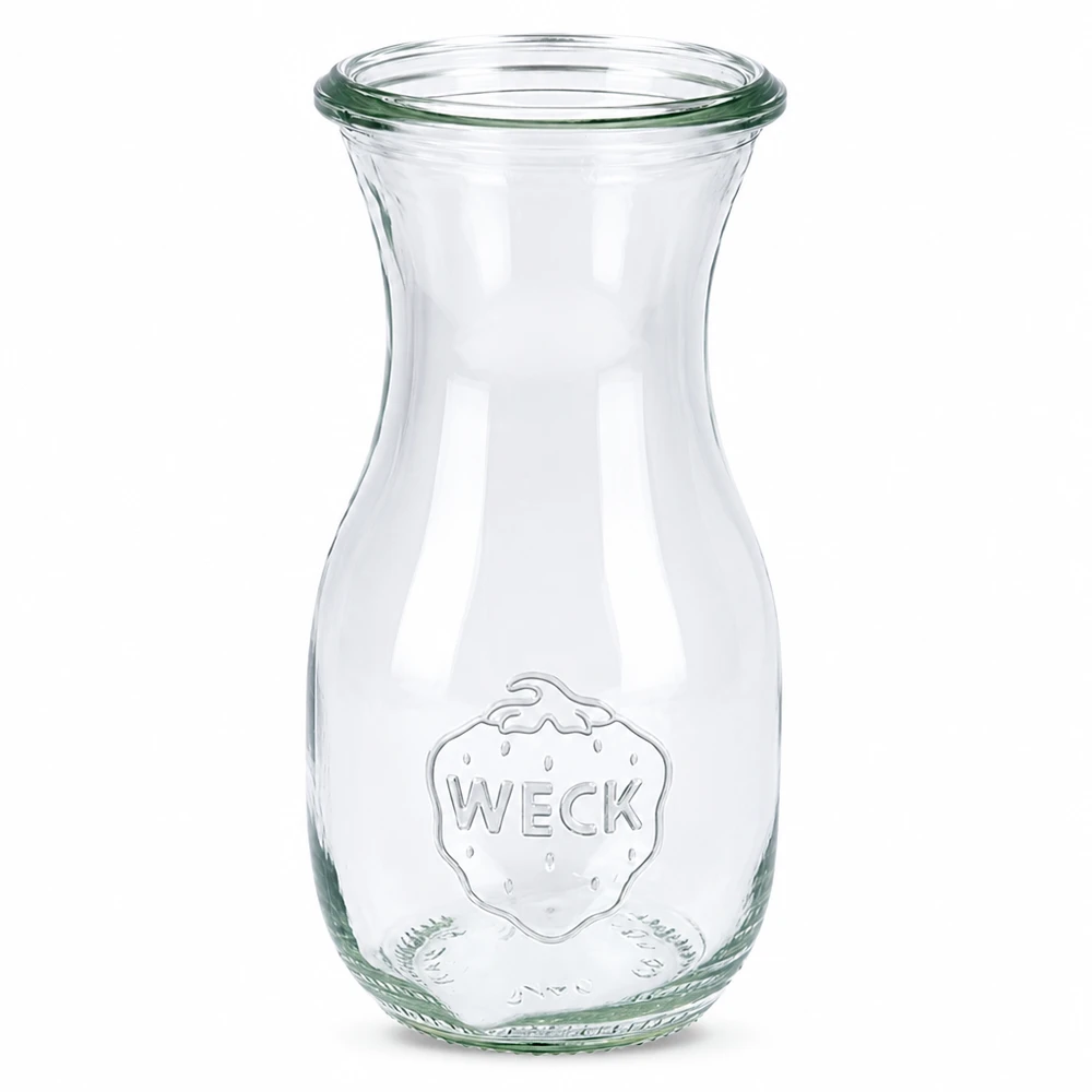 Botella para zumo WECK RR60 de 290 ml Botella de zumo WECK RR60 de 290 ml de vidrio transparente con logotipo en relieve y amplia abertura para zumos y bebidas