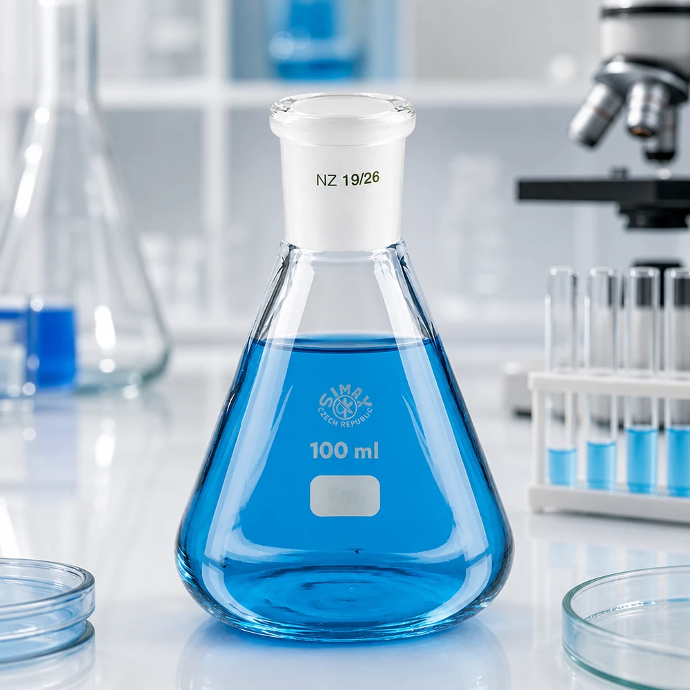 Matraz Erlenmeyer 100ml con junta esmerilada estándar (19/26) Matraz Erlenmeyer 100ml con junta esmerilada estándar (19/26)