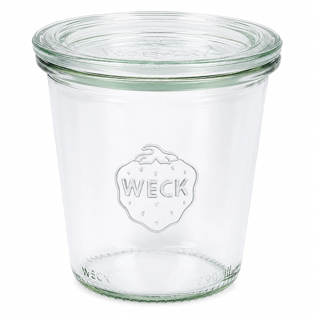 Vasos altos de 290 ml con tapa de cristal WECK RR80 Vaso WECK 290ml alto con tapa de cristal RR80 tarro de conserva transparente para conservar y almacenar