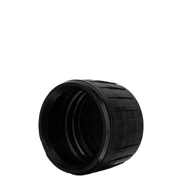 Tapón de rosca negro para botellas de agua violeta. Tapón de rosca negro para botellas de agua violeta.