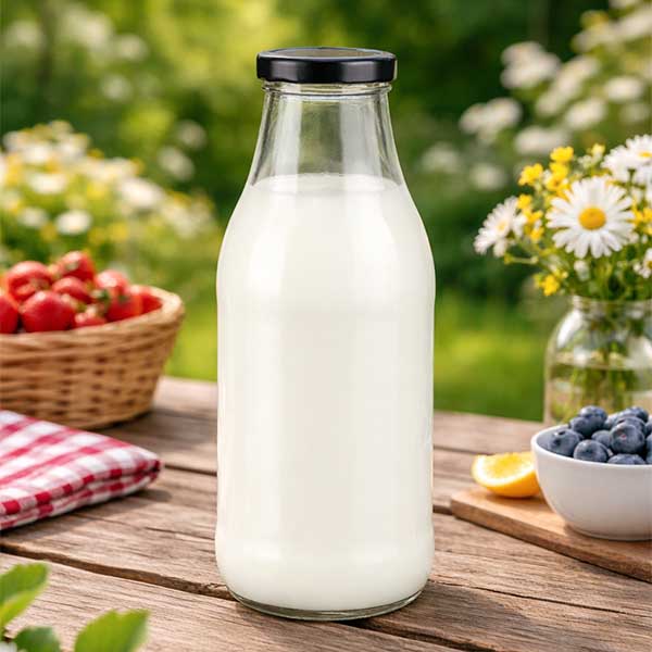 Botella de vidrio de 1000 ml + tapa BasicSeal negra UNiTWIST