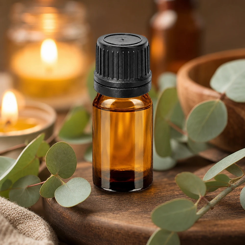Frasco gotero compacto de 5 ml de vidrio marrón con abertura dosificadora de 1 mm para aromaterapia y bienestar