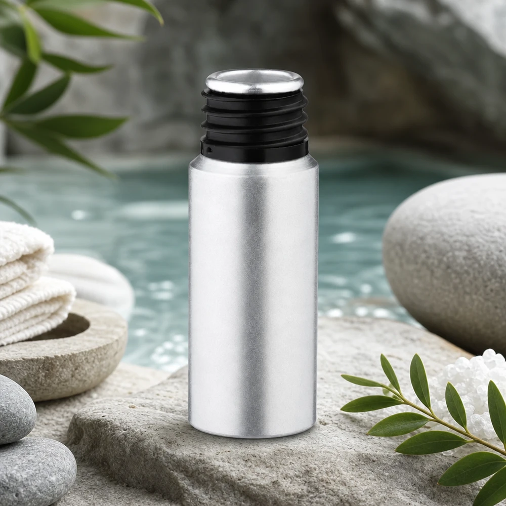 Botella de aluminio decapado de 20ml Frasco cilíndrico de aluminio teñido de 20 ml con acabado mate y práctico tapón