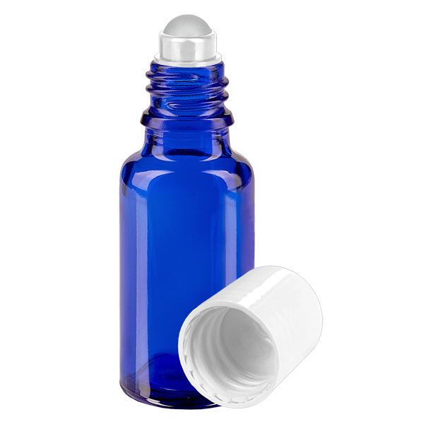 Botella de farmacia azul 20ml tapón roll-on blanco Botella de farmacia azul 20ml tapón roll-on blanco