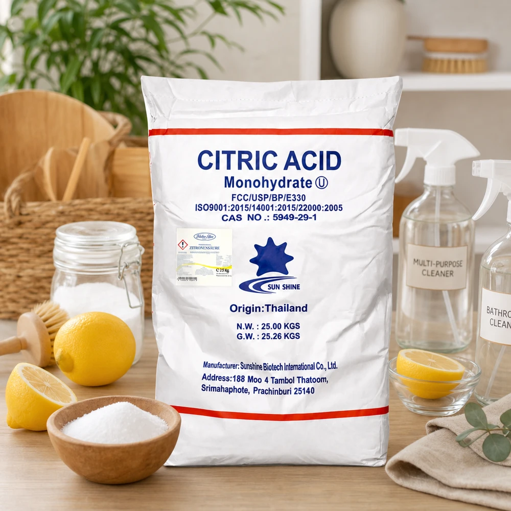 25kg ácido cítrico E330 de Tailandia por Sunshine Biotech - aditivo alimentario de primera calidad en envases a granel