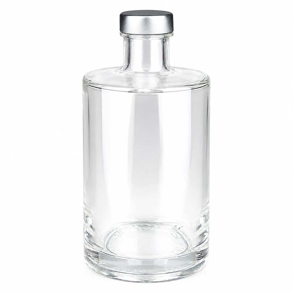 Botella de vidrio de 375 ml «Sam» y tapón de rosca plateado UNiTWIST® Botella de vidrio de 375 ml Sam con tapón de rosca plateado UNiTWIST - Botella de licor transparente vacía