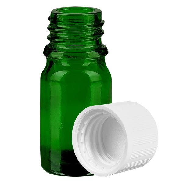 Botella 5ml 11mm tapón rosca blanco con precinto de seguridad GreenLine UT18/5 Botella 5ml 11mm tapón rosca blanco con precinto de seguridad GreenLine UT18/5