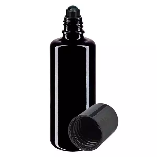 Botella de farmacia violeta 50ml tapón roll-on negro
