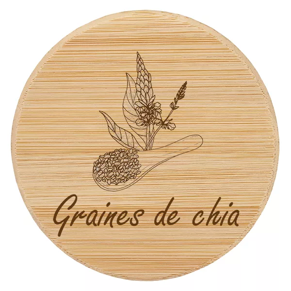 Couvercle en bois "graines de chia" pour WECK RR100 Couvercle en bois "graines de chia" pour WECK RR100