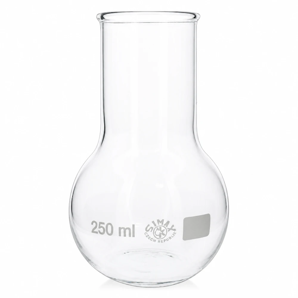 Frasco de 250 ml con cuello ancho de vidrio transparente para uso en laboratorio