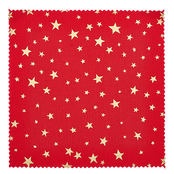 Alfombra de tela para bisutería "estrellas" rojo 12cm cuadrado Detalle de blonda de tela roja con estrellas doradas Detalle de blonda de joyería cuadrada de 12 cm