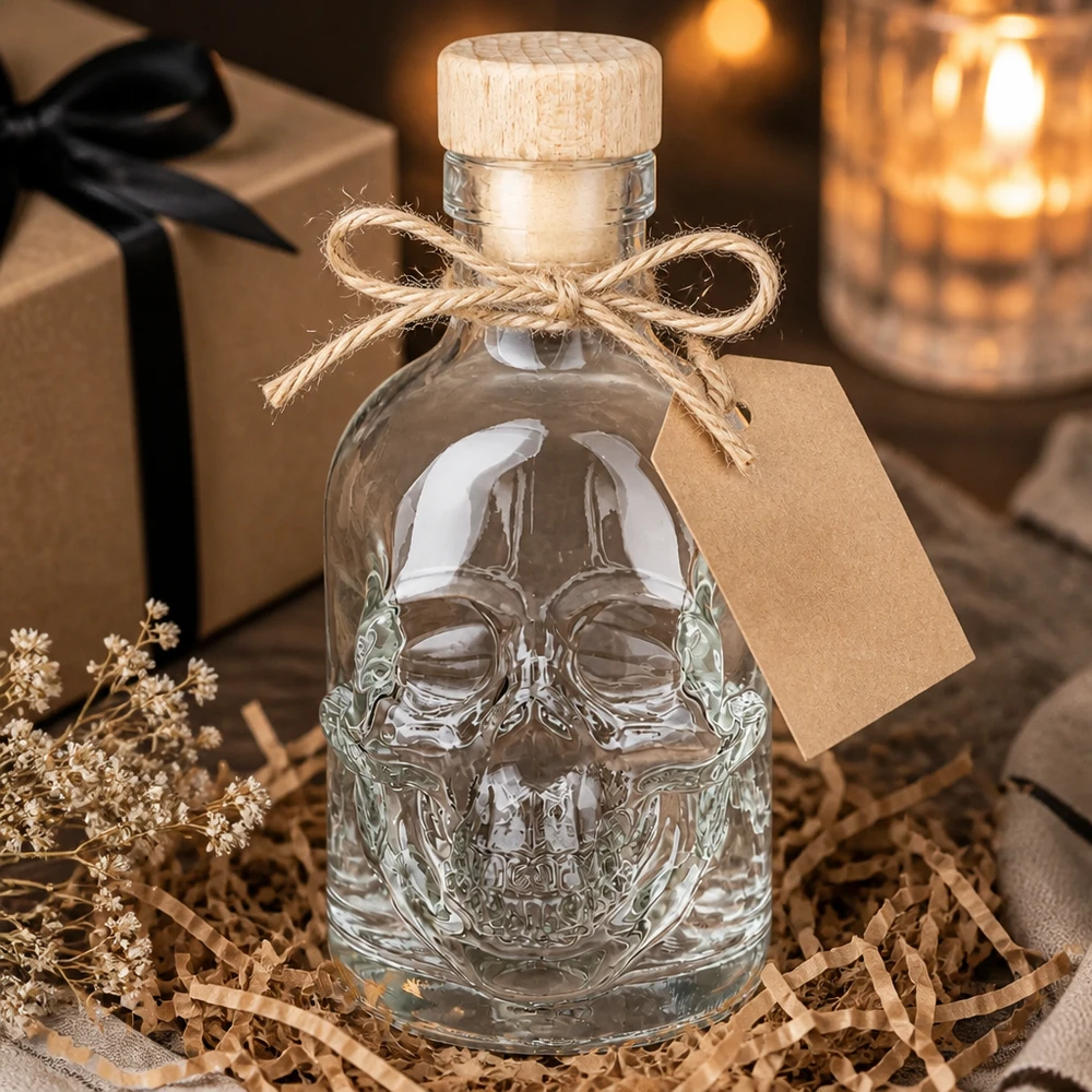 Botella de vidrio de 200 ml «Jack» con tapón de corcho con asa de madera UNiTWIST®