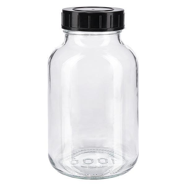 Botella de vidrio transparente de 1000 ml con tapón de rosca Botella de vidrio transparente de 1000 ml con tapón de rosca