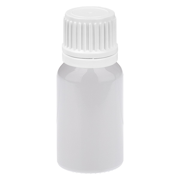 Frasco de 10 ml con tapón de rosca de 11 mm blanco con cierre de seguridad WhiteLine UT18/10 Frasco de 10 ml con tapón de rosca de 11 mm blanco con cierre de seguridad WhiteLine UT18/10