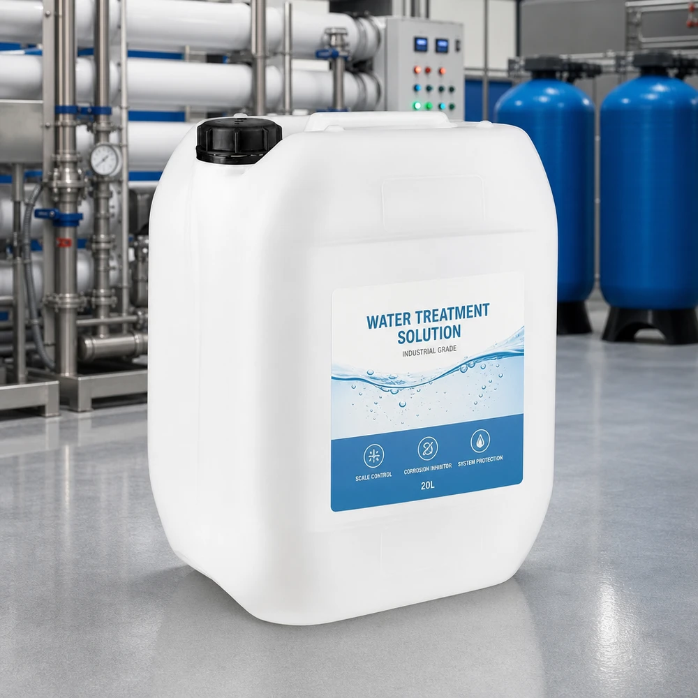 Solución para el tratamiento del agua «Industrial Grade» en un bidón blanco de 10 litros con tapón original