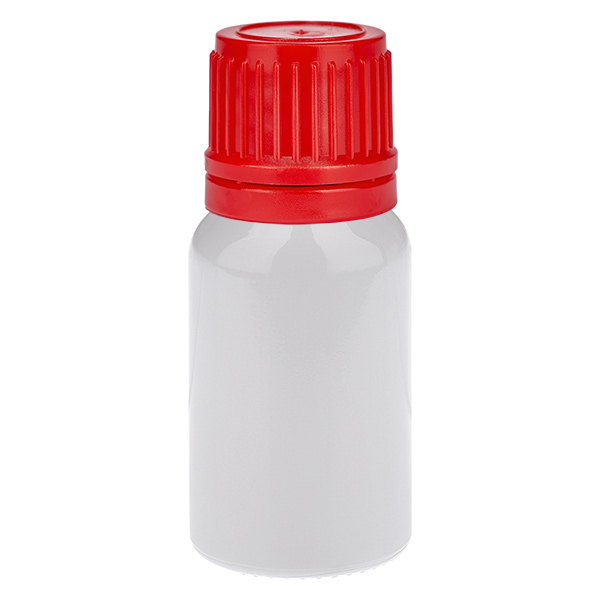 Frasco de 10 ml con tapón de rosca de 11 mm rojo, tapón de seguridad WhiteLine UT18/10 Frasco de 10 ml con tapón de rosca de 11 mm rojo, tapón de seguridad WhiteLine UT18/10