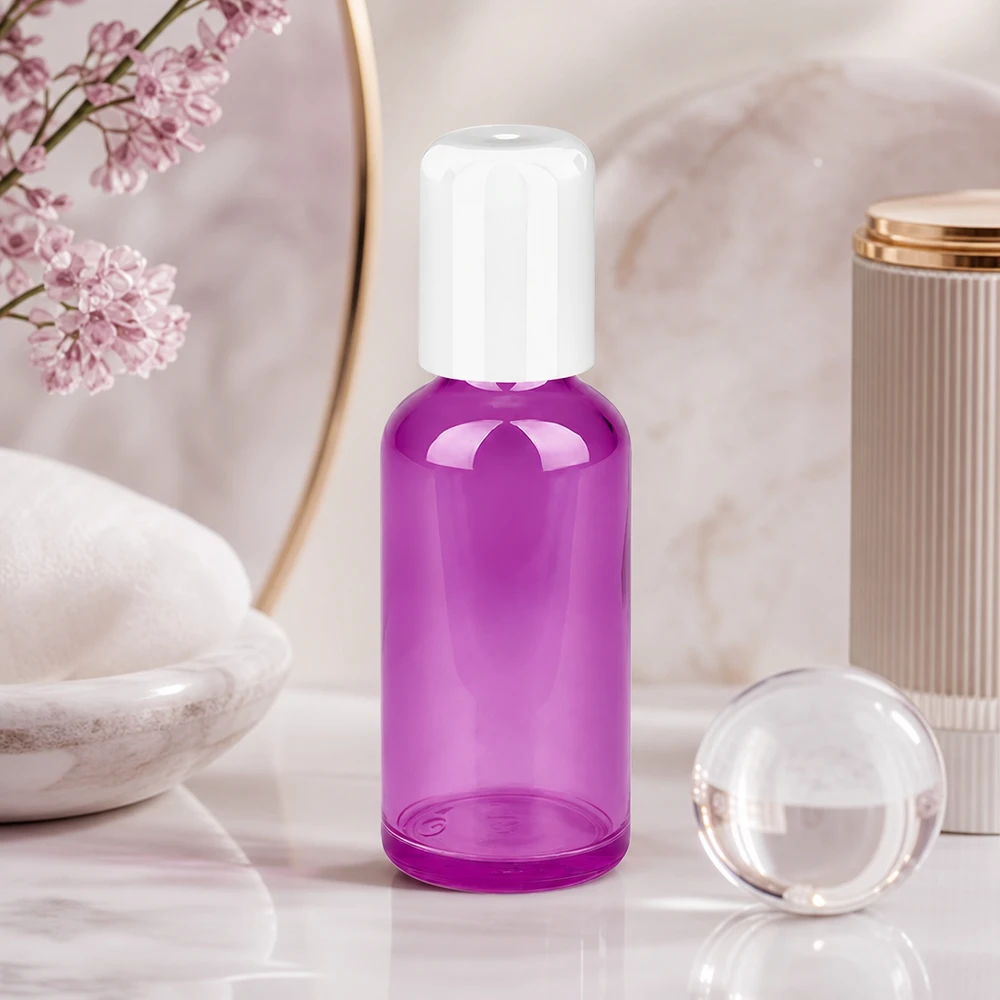Frasco roll-on de 50 ml blanco estándar PurpleLine UT18/50 Frasco cosmético de 50 ml con aplicador roll-on y tapón STD blanco para una aplicación precisa