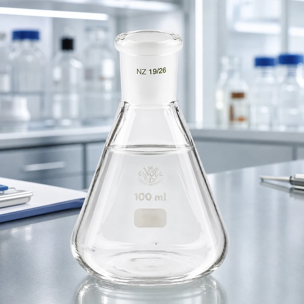Matraz Erlenmeyer 100ml con junta esmerilada estándar (19/26) Matraz Erlenmeyer 100ml con junta esmerilada estándar (19/26)