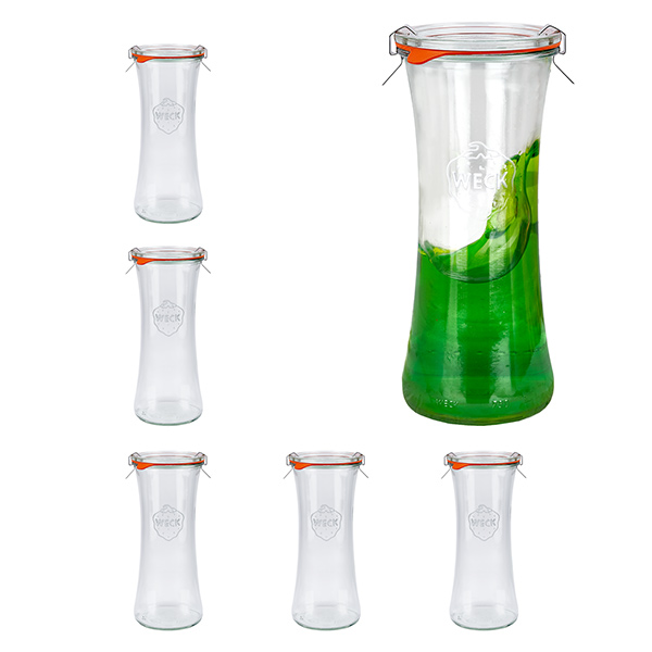 Juego de 6 tarros Weck de 700 ml para delicatessen con tapa de cristal Juego de 6 tarros Weck de 700 ml para delicatessen con tapa de cristal
