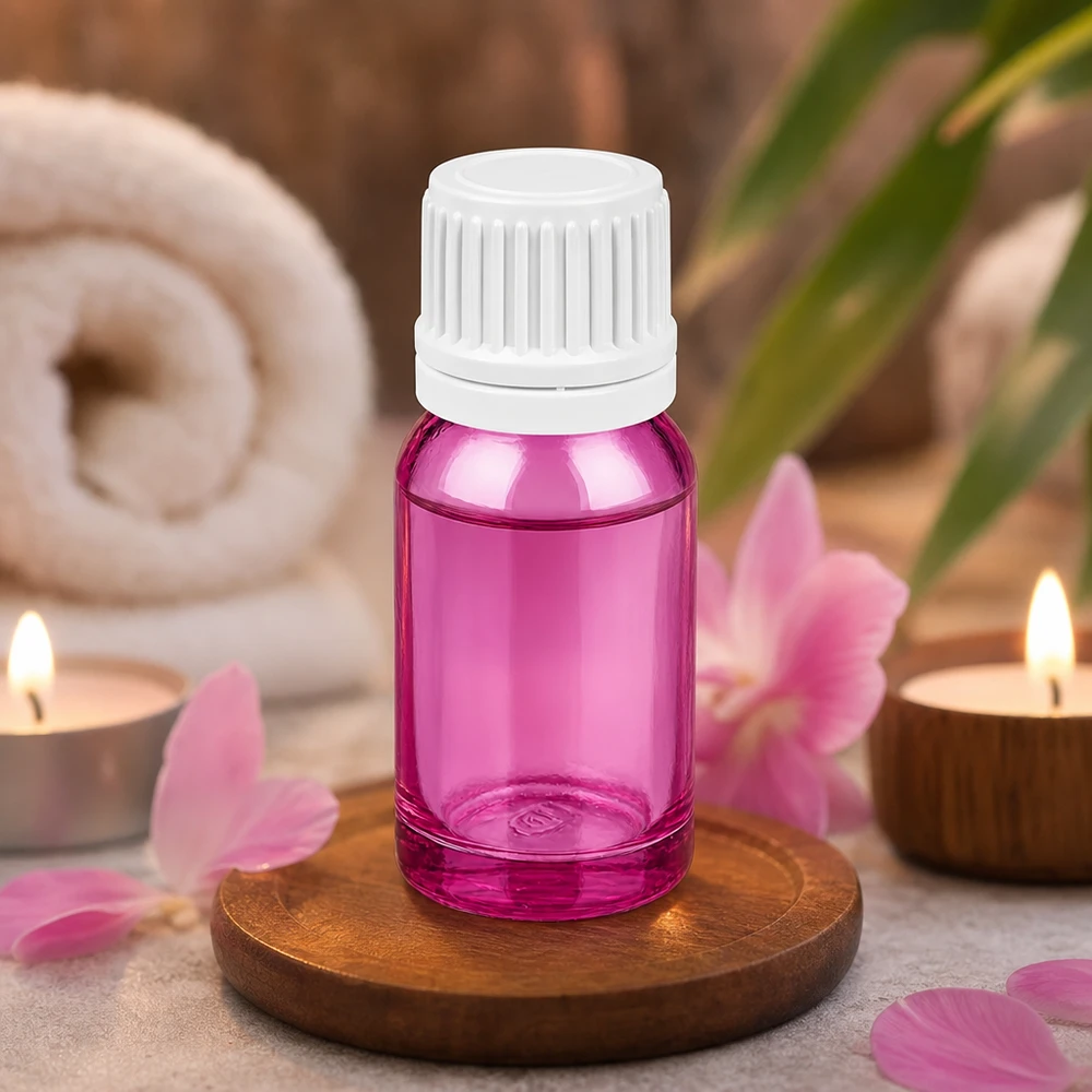 Botella de 10ml tapón de rosca 11mm blanco Originalidad tapón de rosca PurpleLine UT18/10 Frasco compacto de 10 ml en color morado con tapón blanco ideal para aplicaciones móviles y viajes