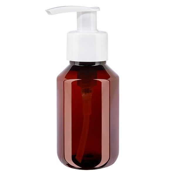 Botella de PET de 100 ml con bomba dispensadora blanca Botella de PET de 100 ml con bomba dispensadora blanca