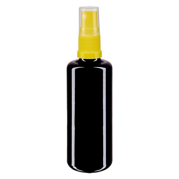Botella de farmacia violeta 50ml tapón pulverizador amarillo Botella de farmacia violeta 50ml tapón pulverizador amarillo