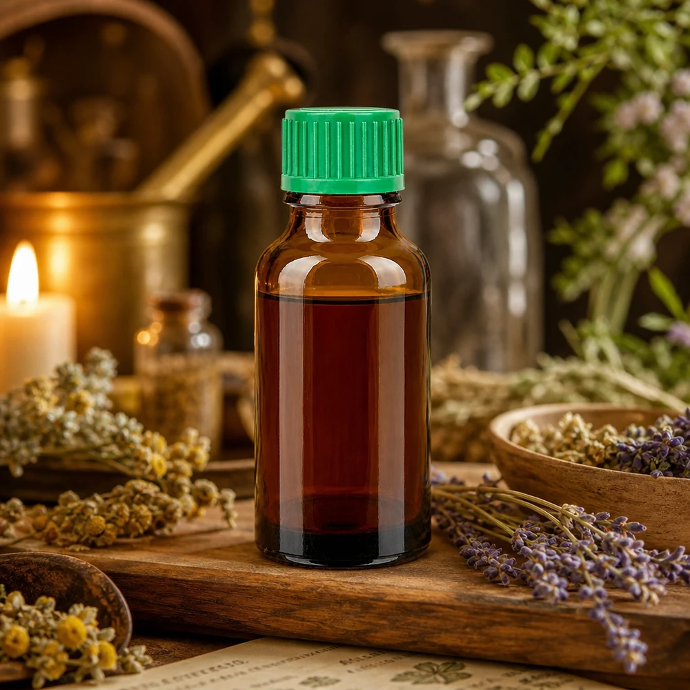 Frasco de farmacéutico 20ml marrón con cuentagotas verde para remedios homeopáticos y tinturas