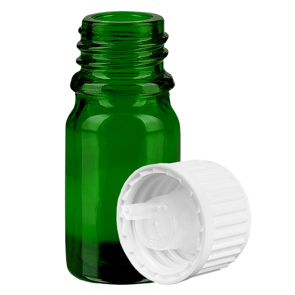 Frasco cuentagotas 5ml 0.9mm blanco cierre estándar GreenLine UT18/5 Frasco cuentagotas 5ml 0.9mm blanco cierre estándar GreenLine UT18/5