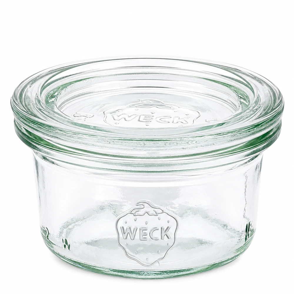 Vasos de 50ml con tapa de cristal WECK RR60 Vaso WECK 50ml con tapa de cristal RR60 Tarro transparente para conservas y mermeladas