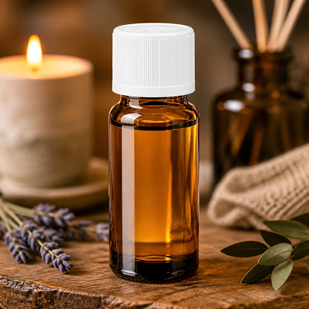 Frasco para aromaterapia de 10 ml, de cristal marrón de farmacia con tapón blanco de seguridad para niños