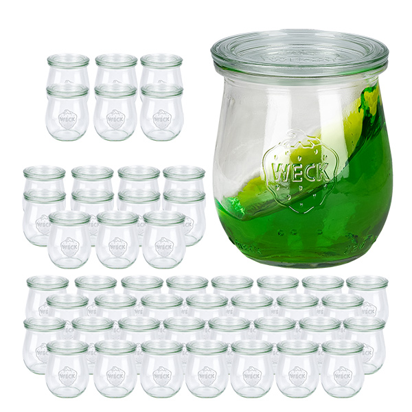 48er Set Weck Gläser 220 ml Tulpengläser mit 48 Glasdeckeln