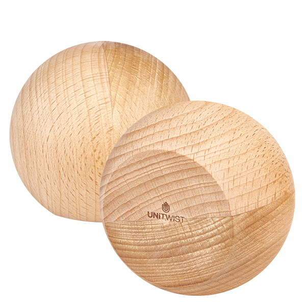 UNiTWIST bola de madera (haya) para WECK RR80 Bola de madera UNiTWIST de haya para tarros WECK RR80 - dos bolas de madera natural con veta visible