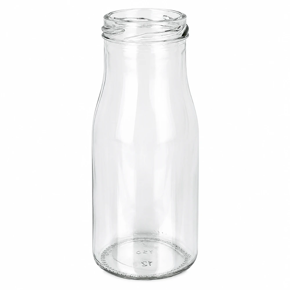 UNiTWIST Botella150 Botella de vidrio 150ml rosca TO43 transparente vacía para alimentos bebidas zumo batido