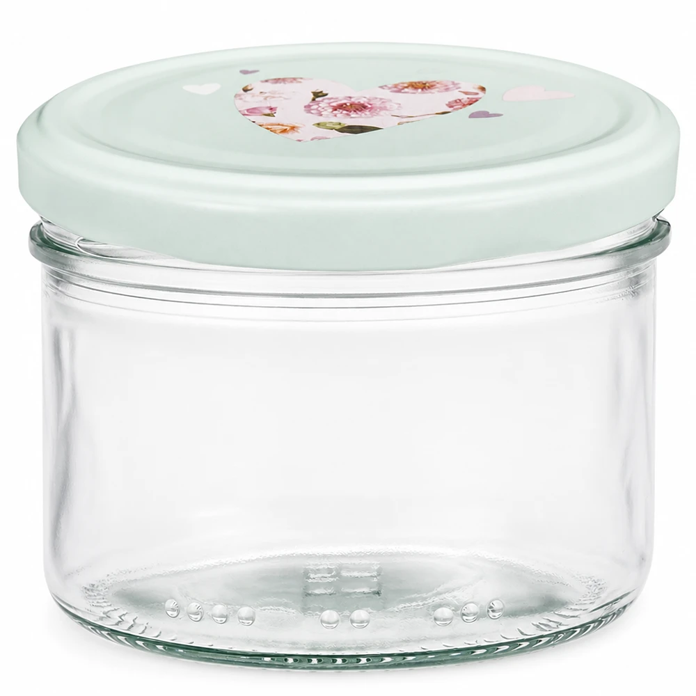230ml tarro cilíndrico + tapa BasicSeal corazón menta 230ml Zylinderglas mit mint BasicSeal Deckel in Herzdesign für Küche und Vorratshaltung von Glas-Fabrik.de