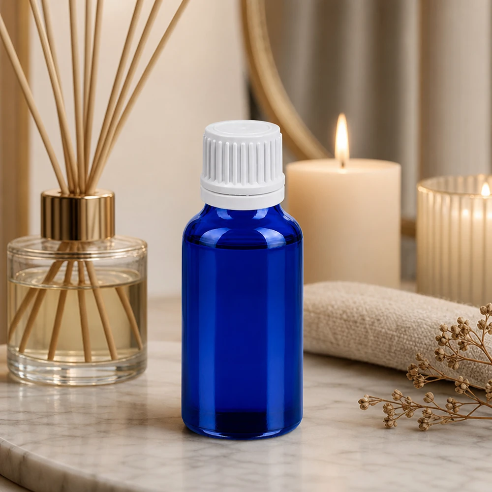 Botella compacta de vidrio BlueLine de 20 ml con tapón de rosca de 11 mm para aplicaciones móviles sobre la marcha