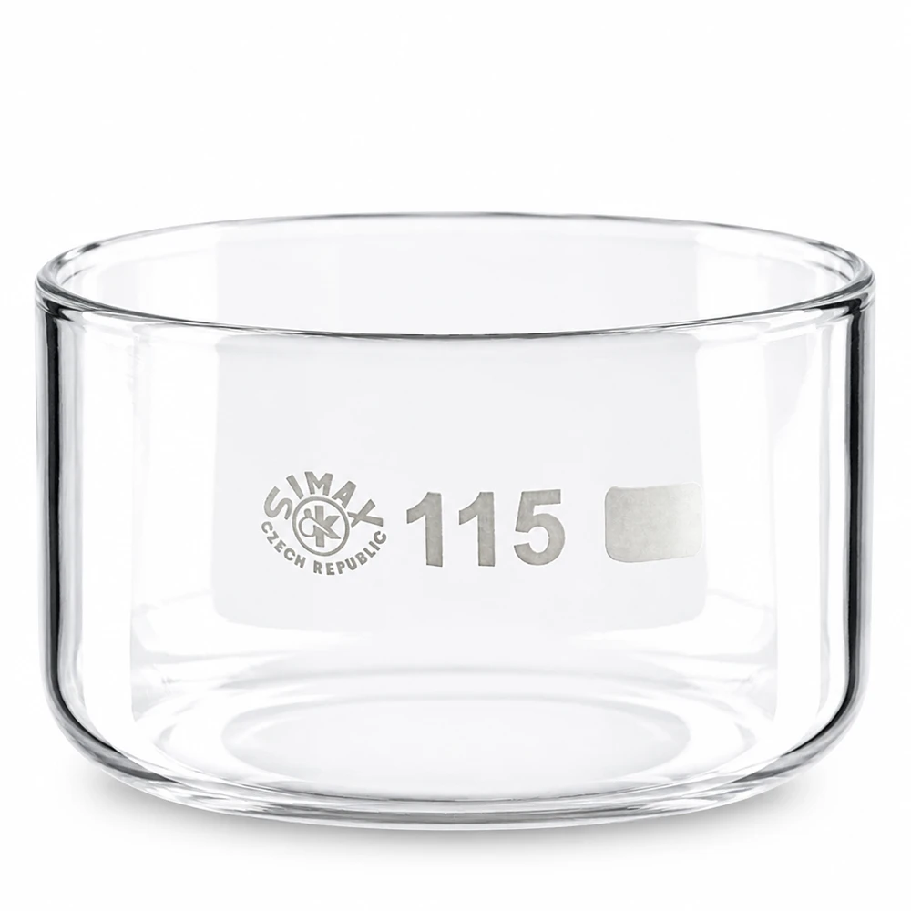 Cristalizador 500ml sin pico borosilicato ø115mm Recipiente de cristalización de 500 ml de vidrio borosilicato sin pico vertedor, diámetro 115 mm, de SIMAX