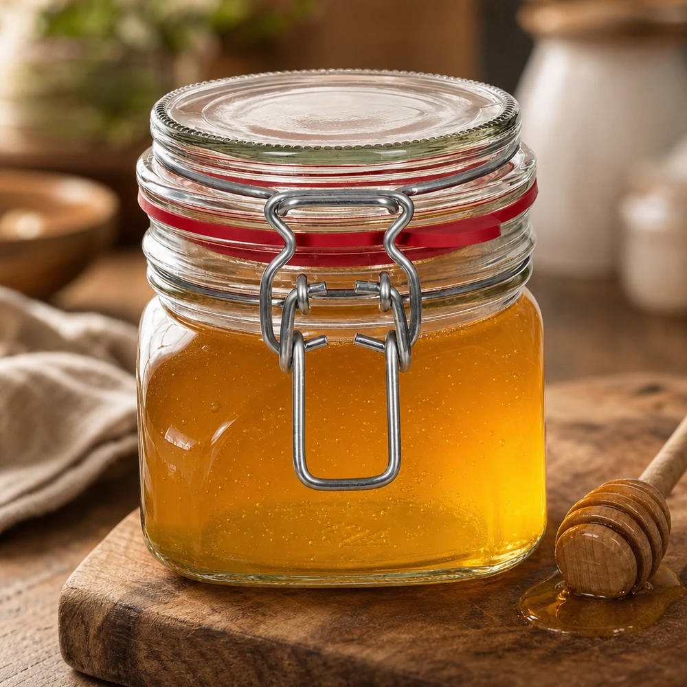 Tarro de conserva de 370 ml con tapa abatible perfecto para miel y cremas dulces para untar