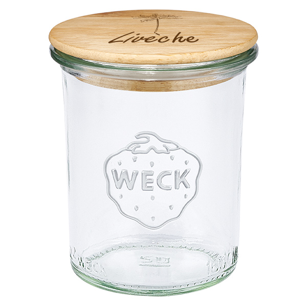 Couvercle en bois "Livèche" avec WECK verre renversé 160ml