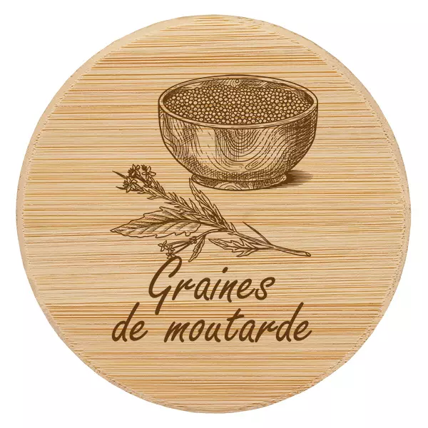 Tapa de madera "Graines de moutarde" para WECK RR60 Tapa de madera "Graines de moutarde" para WECK RR60