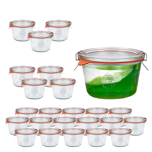 Juego de 24 tarros Weck de 370 ml con 24 tapas de cristal