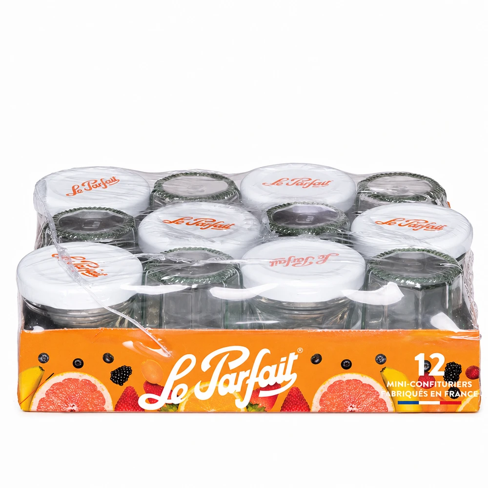 Le Parfait mini tarros de mermelada de 44 ml en un juego de 12 con tapón de rosca en envase de venta