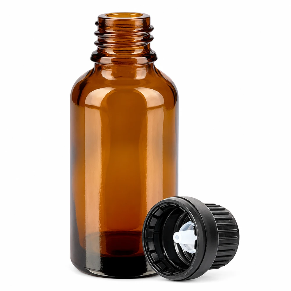 Frasco cuentagotas 30ml 2mm negro cierre inviolable BrownLine UT18/30 Frasco cuentagotas marrón de 30 ml con boquilla de precisión de 2 mm para una dosificación exacta de los líquidos