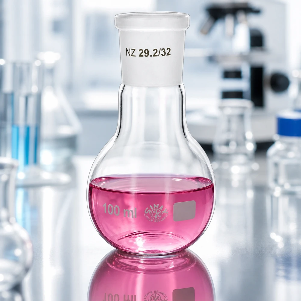 Frasco de precisión de 100 ml con junta esmerilada normalizada de 29/32 para trabajos profesionales de laboratorio