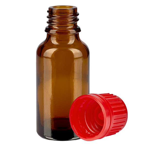 Botella 20ml tapón rosca 11mm rojo cierre inviolable BrownLine UT18/20 Botella 20ml tapón rosca 11mm rojo cierre inviolable BrownLine UT18/20