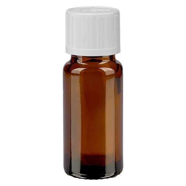 Botella de farmacia marrón 10ml tapón de rosca blanco a prueba de niños estándar Botella de farmacia marrón 10ml tapón de rosca blanco a prueba de niños estándar