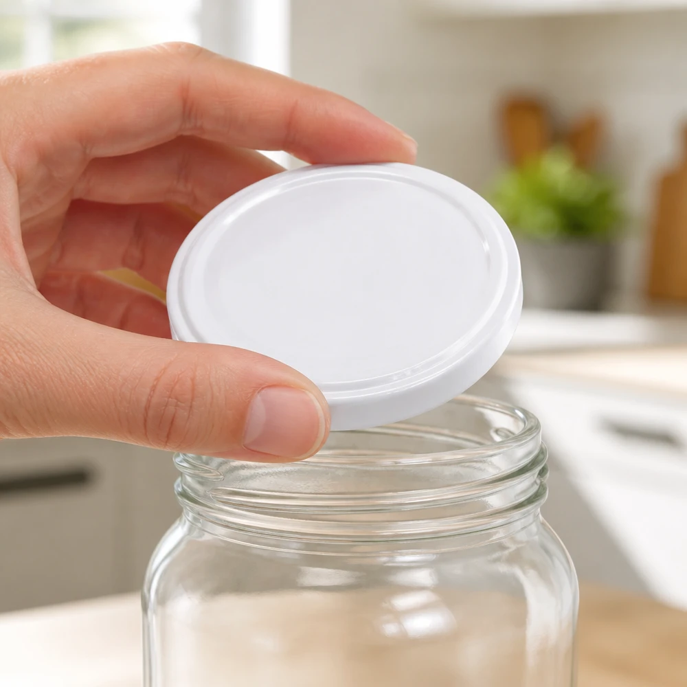 UNiTWIST TO58 blanco, BioSeal, sin BPA, unitemp Tapa blanca de rosca UNiTWIST TO58 de 58 mm para colocar en tarros de conserva vacíos. Cocina