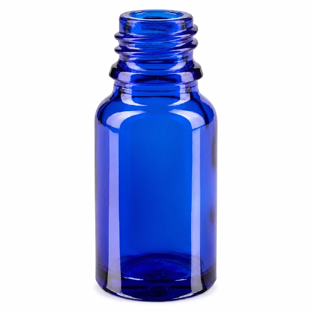 Frasco pulverizador 10ml blanco/tapa estándar transparente BlueLine UT18/10 Frasco de vidrio azul de 10 ml con rosca UT18/10 para aceites esenciales y perfumes