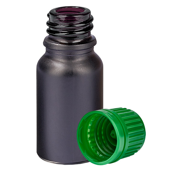 Frasco 10ml 11mm tapón rosca verde inviolable BlackLine UT18/10 Frasco 10ml 11mm tapón rosca verde inviolable BlackLine UT18/10